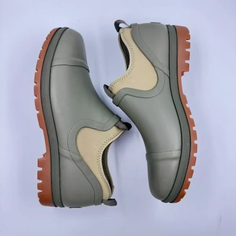 L.L.Bean Womens 11 Olive Green Wellie Chelsea Rain Shoes Waterproof Slip On